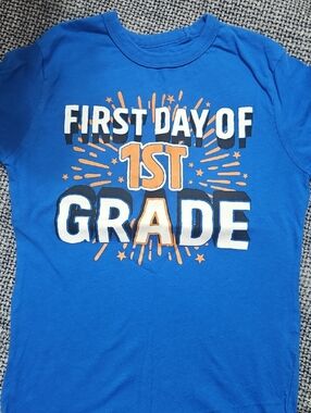 Children Place Blue 'First Day of 1st Grade' Tee with Orange & White Graphic
